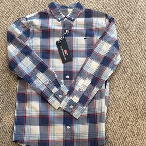 Vineyard Vines Kids Blue and Red Plaid Button Down Shirt